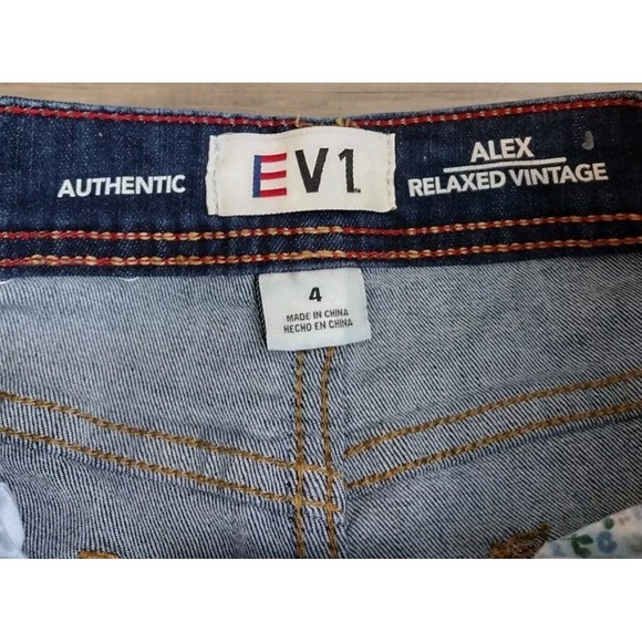 Women's Size 4 EV1 Alex Relaxed Vintage Blue Jean Denim Shorts Embroidered - Picture 4 of 10